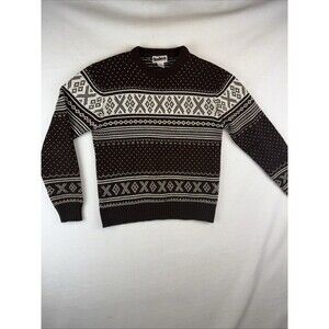 Vintage Bradlees Sweater Womens Large Fair Isle Brown Nordic Crew Neck READ